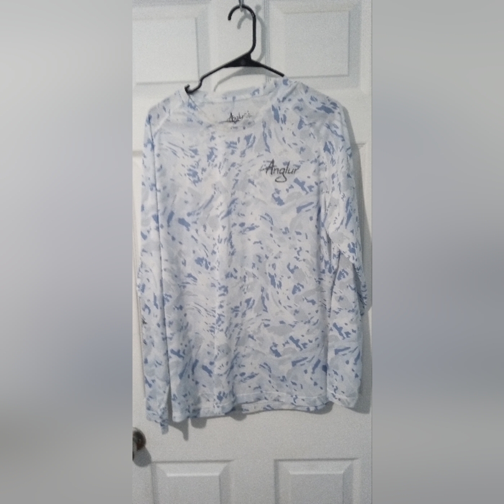 Anhglur Long Sleeve Fishing Pullover - White and Blue
